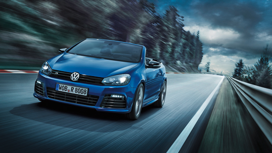 Vw Golf 7 R Cabriolet 2013 aussen vorne offen Vw Golf 7 R Cabriolet 2013 aussen vorne offen